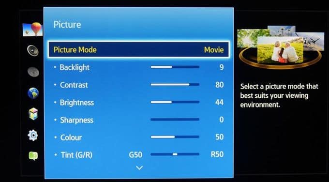 Overview of the picture modes on the TV