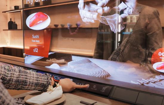 LG Smart Restaurant transparent display