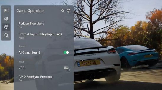 LG Game Optimizer on-screen display