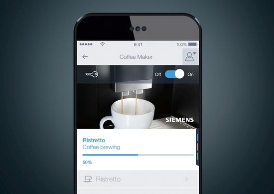 Siemens Home Connect remote control coffee