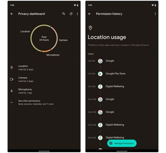 Android 12 Privacy Dashboard