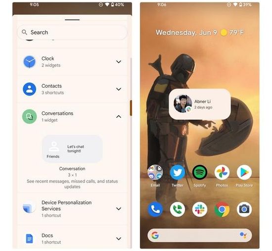 Android 12 conversations widget
