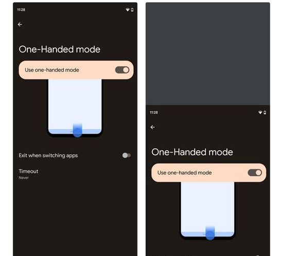 Android 12 one handed-mode